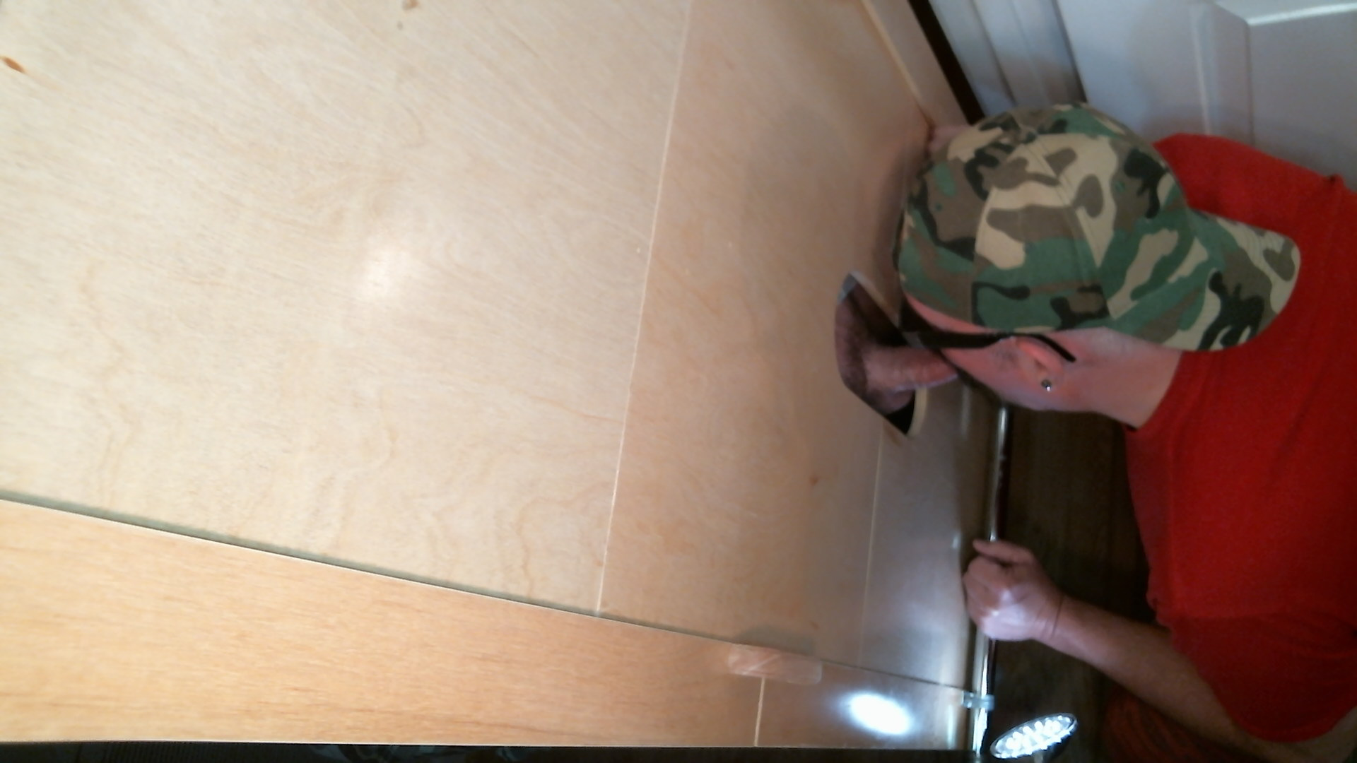 Overhead View of Gloryhole Cock Sucking