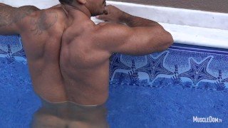 Hot muscle man in pool