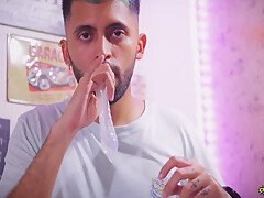 Looner Condom Popping Popping Inflated Condoms With His Big Uncut Cock And Licks His Own Cum From The Condom – Camilo Brown And Uncut Cocks
