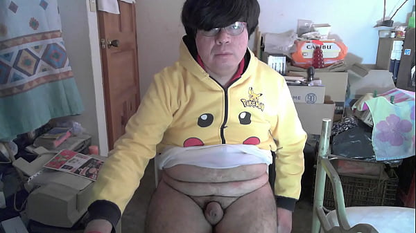 Horny otaku emo shows his tiny penis