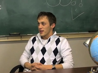 Charming homosexual dude fucks his submissive ally in school