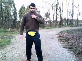 Portuguese Bear Strips and Shows His Big Cock