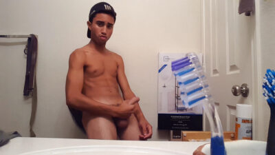 Little Lucas Strokes his Big Dick