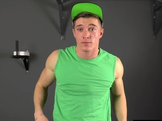 Handsome straight muscle boy wanks his big cock