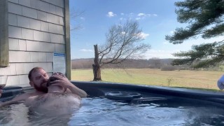 Hot tub date on the farm.